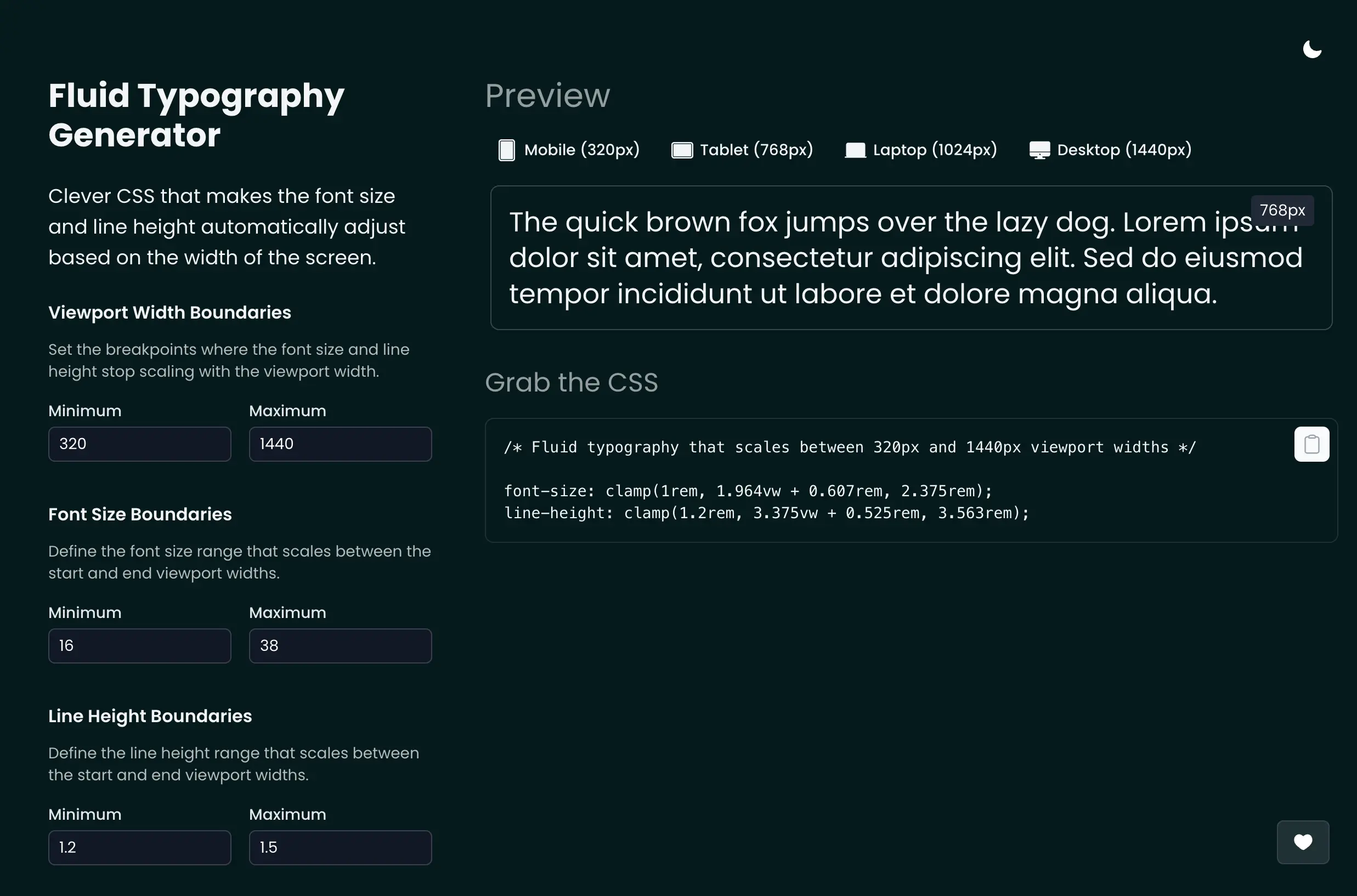 Fluid Typography Generator Preview